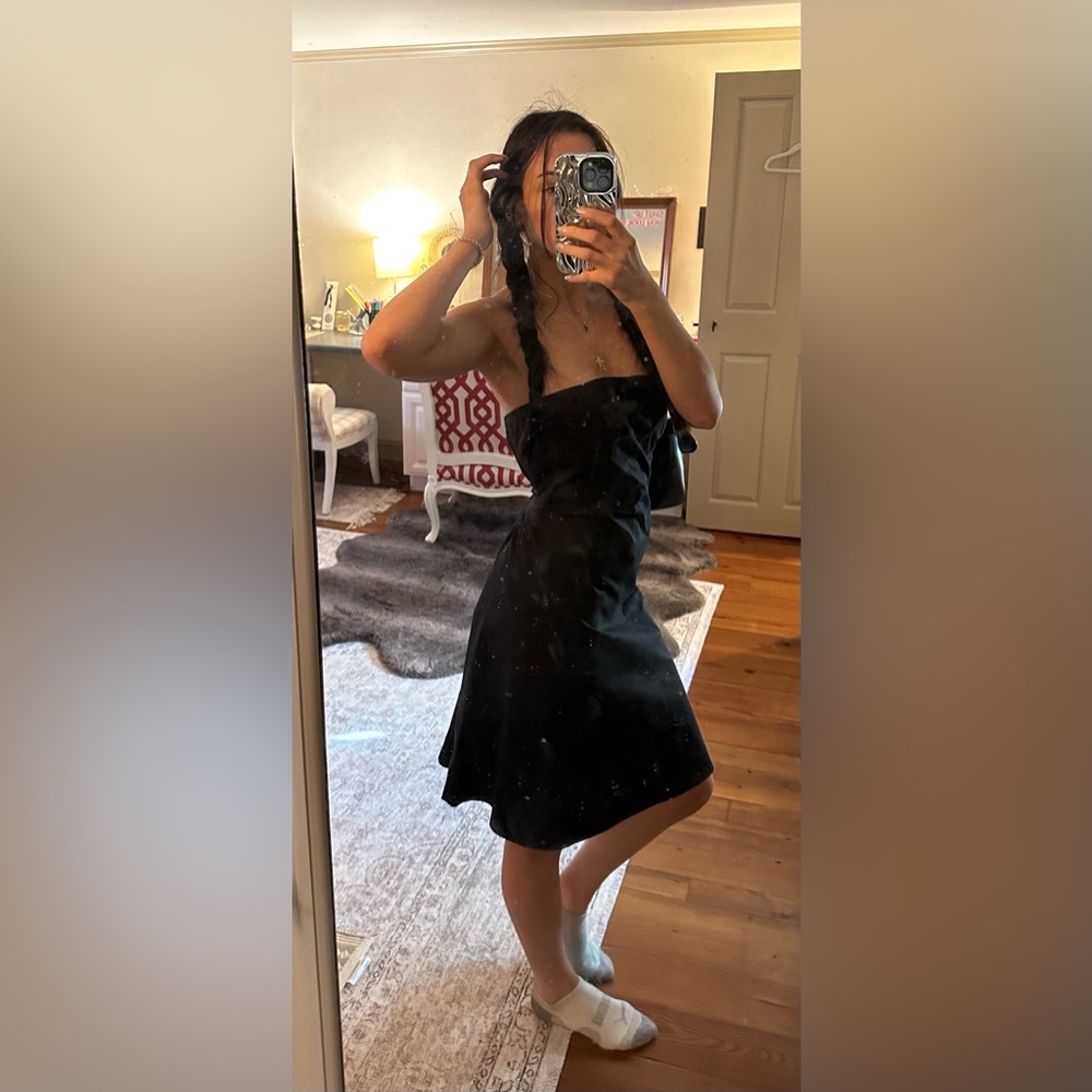 Black strapless dress